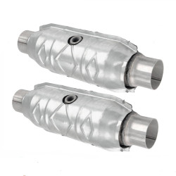 KAX® EPA OBDII 2.5" Universal Catalytic Converter 2Pcs Weld-On with O2 Port (EPA Compliant)