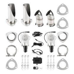 2.5 Inch Dual Electric Exhaust Cutout Be-Cut Pipe Kit with Remote Control | KAX®