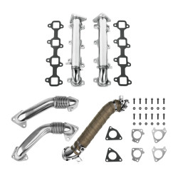 Exhaust Header Up-pipe And Downpipe For 2011-2016 Silverado Sierra 3500 HD Duramax LML 6.6L V8