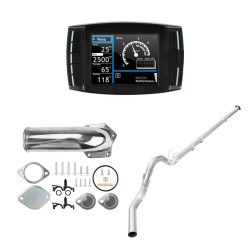 2008-2010 6.4L Powerstroke Delete Kit 4" Downpipe Back Exhaust/EGR(Silver)/DEF All-in-One