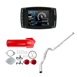 2008-2010 6.4L Powerstroke Delete Kit 4" Downpipe Back Exhaust/EGR(Red)/DEF Delete All-in-One