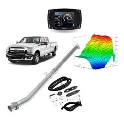 2015-2016 6.7L Powerstroke Delete Kit DPF/DEF/EGR, 4 Inch Straight Pipe+Tuner V2+EGR delete(Black)