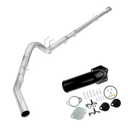2008-2010 6.4L Powerstroke 4" Downpipe-Back Exhaust DPF Delete and Black EGR Delete Kit with Intake Elbow for Ford F250/F350