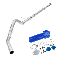 2008-2010 6.4L Powerstroke 4" Downpipe-Back Exhaust DPF Delete and Blue EGR Delete Kit with Intake Elbow for Ford F250/F350