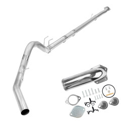 2008-2010 6.4L Powerstroke 4" Downpipe-Back Exhaust DPF Delete and Silver EGR Delete Kit with Intake Elbow for Ford F250/F350