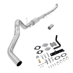 2013-2018 6.7L Cummins 5" Turbo-Back Exhaust DPF Delete W/Muffler and Silver EGR Delete Kit for Ram 2500 3500