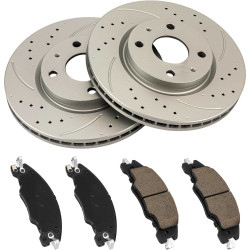 2008-2011 Ford Focus Front Drilled and Slotted Ceramic Brake Pad & Rotor Kit