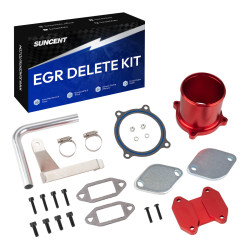 2007-2009 6.7L Cummins Diesel EGR Delete Kit For Dodge Ram 2500 3500 4500 5500 (w/ Valve, Red)