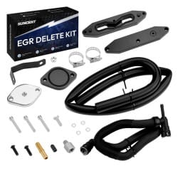 2015-2016 6.7L V8 Powerstroke Diesel EGR Delete Kit with Coolant Bypass (Upgrade, Black) for Ford F250 F350 F450 F550 Super Duty