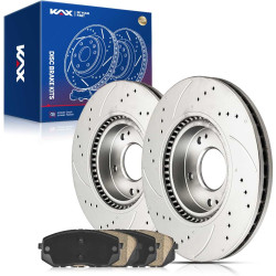 2010-2015 Hyundai Tucson/Kia Sportage Front Drilled and Slotted Ceramic Brake Pad & Rotor Kit