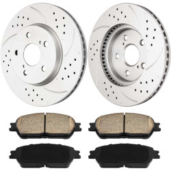 2001-2005 Toyota RAV-4 Front Drilled and Slotted Ceramic Brake Pad & Rotor Kit