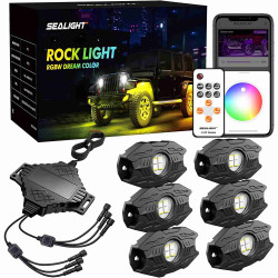 SEALIGHT® Bluetooth APP/Wireless Remote Controls Underglow LED RGBW Rock Lights 6Pcs