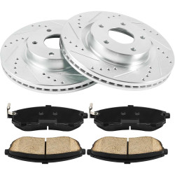 2009-2019 Corolla/2009-2013 Matrix(More Available) Front Drilled and Slotted Ceramic Brake Pad & Rotor Kit