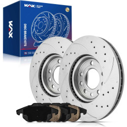 2003-2010 Saab 9-3 Front Drilled and Slotted Ceramic Brake Pad & Rotor Kit
