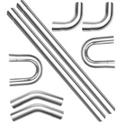 PHILTOP® 2" DIY Custom Exhaust Tubing Mandrel Bend Pipe Straight & U-Bend Kit, EXP337 Universal Exhaust Pipe 8 Pcs
