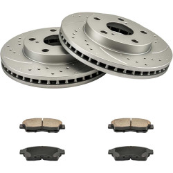 2011-2014 Honda Odyssey Front Drilled and Slotted Ceramic Brake Pad & Rotor Kit