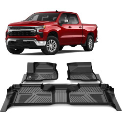 2019-2024 Chevrolet Silverado 1500 Crew Cab with Underseat Storage Pickup All Weather Custom Floor Mat Best TPE Floor Liner