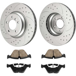 2007-2013 BMW 335i/ 2009-2013 335i xDrive Front Drilled and Slotted Ceramic Brake Pad & Rotor Kit