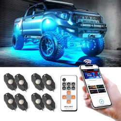 SEALIGHT® Bluetooth APP/Wireless Remote Controls Underglow LED RGBW Rock Lights 8Pcs