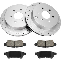2005-2019 Nissan Frontier/2005-2015 Xterra(More Available) Rear Drilled and Slotted Ceramic Brake Pad & Rotor Kit