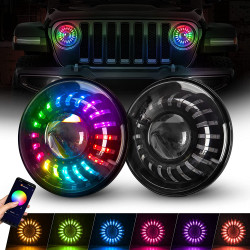 SEALIGHT® 7" Round 2007-2018 Jeep Wrangler JK TJ CJ (More Available) RGB LED Halo Headlight Assembly