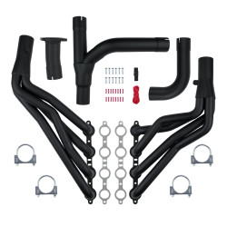 1-3/4" Long Tube Header & Off-road Pipe For GMT800 1999-2006 Silverado Sierra 1500 325Cid LM7 Vortec Black