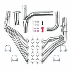 1-3/4" Long Tube Header & Off-road Pipe For GMT800 1999-2006 Silverado Sierra 1500 325Cid LM7 Vortec White