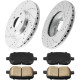 2006-2010 Pontiac G6/2004-2012 Chevrolet Malibu(More Available) Front Drilled and Slotted Ceramic Brake Pad & Rotor Kit 1