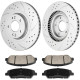 2013-2016 Hyundai Santa Fe Front Drilled and Slotted Ceramic Brake Pad & Rotor Kit 0